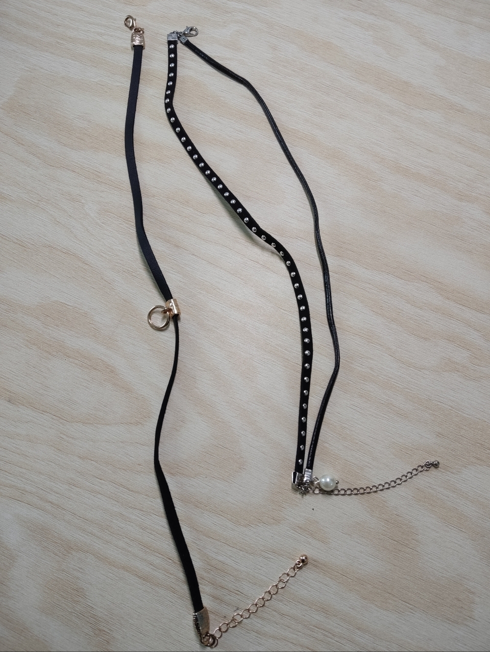 Set Of 2 Elegant Black Multi-String Choker Necklaces